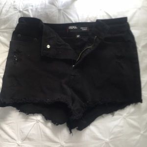 Black ripped jean shorts